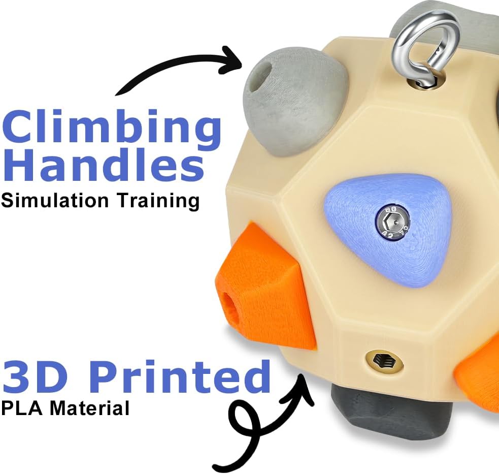 Handgefertigter 3D Boulder-Block mit 12 Harzhaltern, Tragbares Kletterball Fingergriff-Trainer Sport