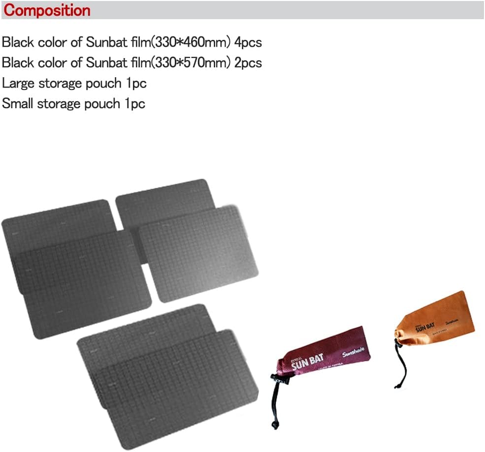 Sun Bat Statisch haftende Auto-Sonnenschutzfolie 6-er Packung Die einzige zertifizierte Autofenster-