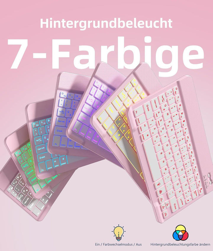 Vobafe Hülle mit Tastatur für Samsung Galaxy Tab A11+ Plus 11 Zoll 2025 / Tab A9+ Plus 2023, 7 Farbe