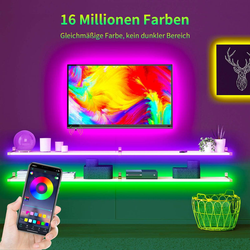 HAMLITE LED TV Hintergrundbeleuchtung für 50 55 Zoll Fernseher, 3.5m Bluetooth LED Strip,Farbwechsel