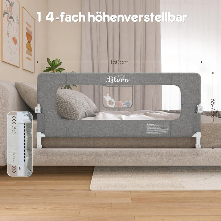 Kinder Rausfallschutz 150cm, Zusammenklappbar, Stabiler Grossrahmen, Anti-Kollisions-Design, einfach
