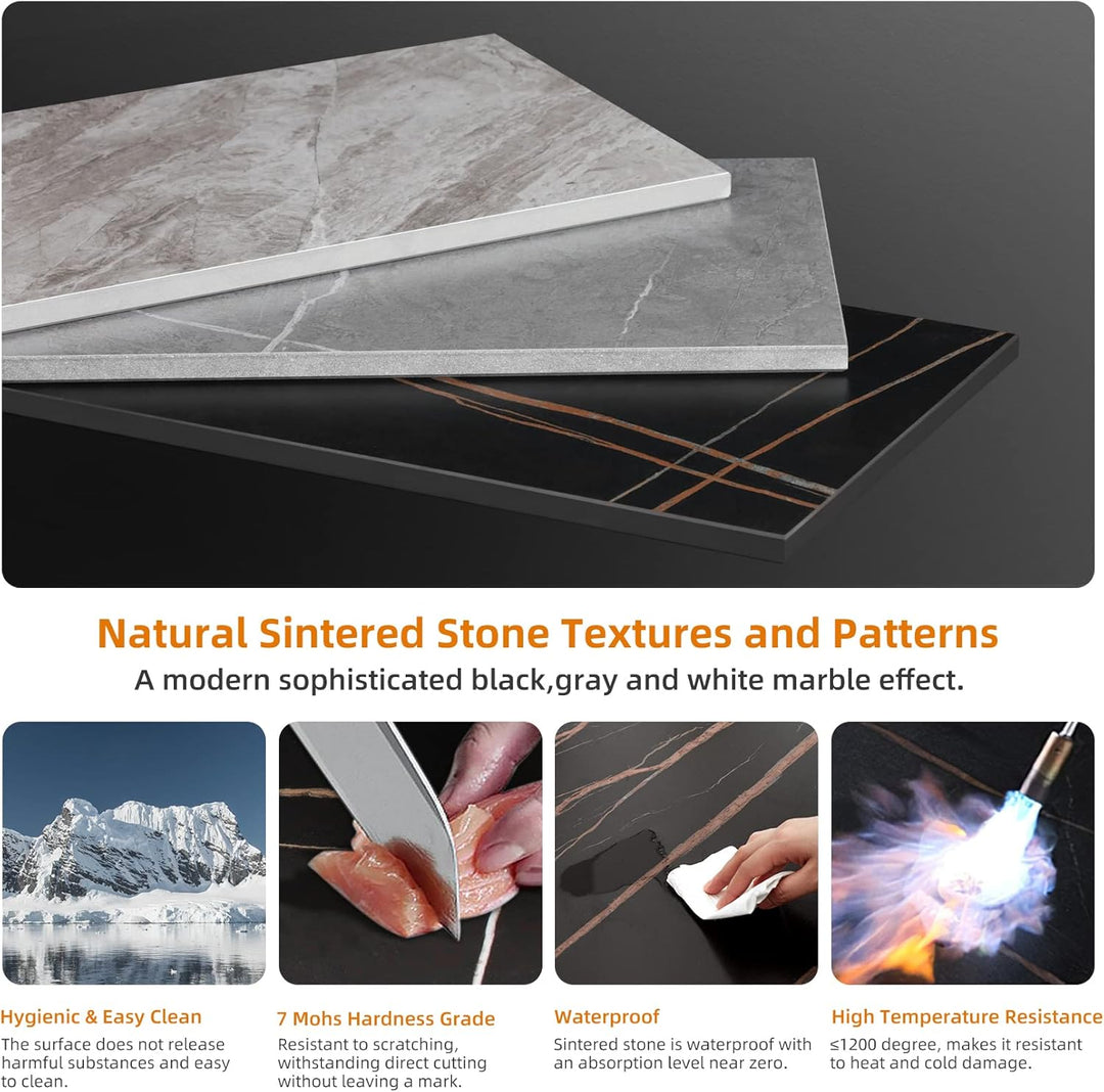 FATIVO Couchtisch Modern Grau Metallgestell: Marmor Quadratisch Skandinavisch Kaffeetisch Wohnzimmer