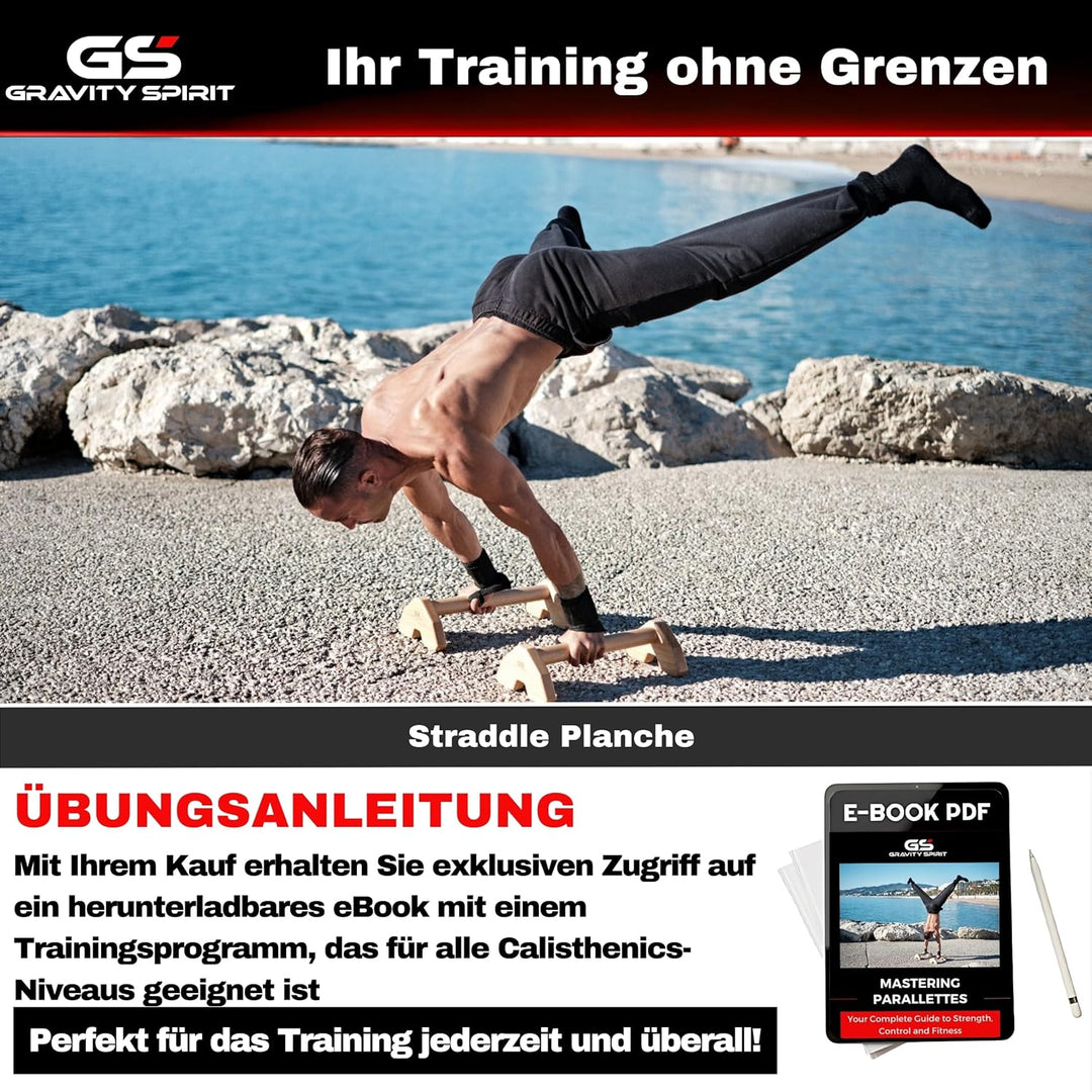 Parallettes aus Holz – Liegestützgriffe für Calisthenics & Handstand – Rutschfeste Griffe mit Tasche