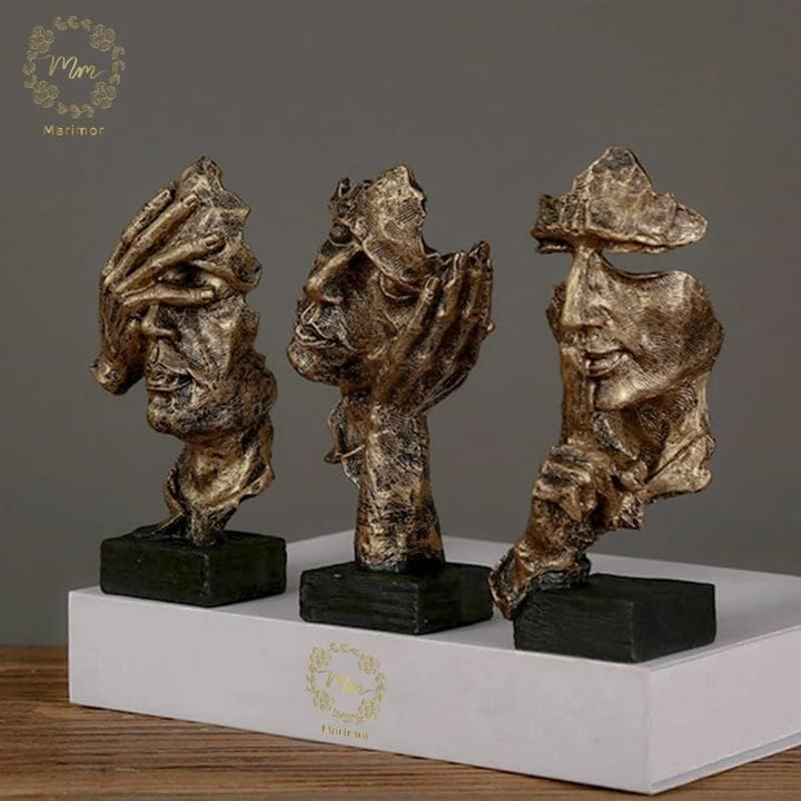 Marimor skulpturen 3 Stück - Statuen deko Moderne und Dekoration - Skulpturen deko modern - dekoarti