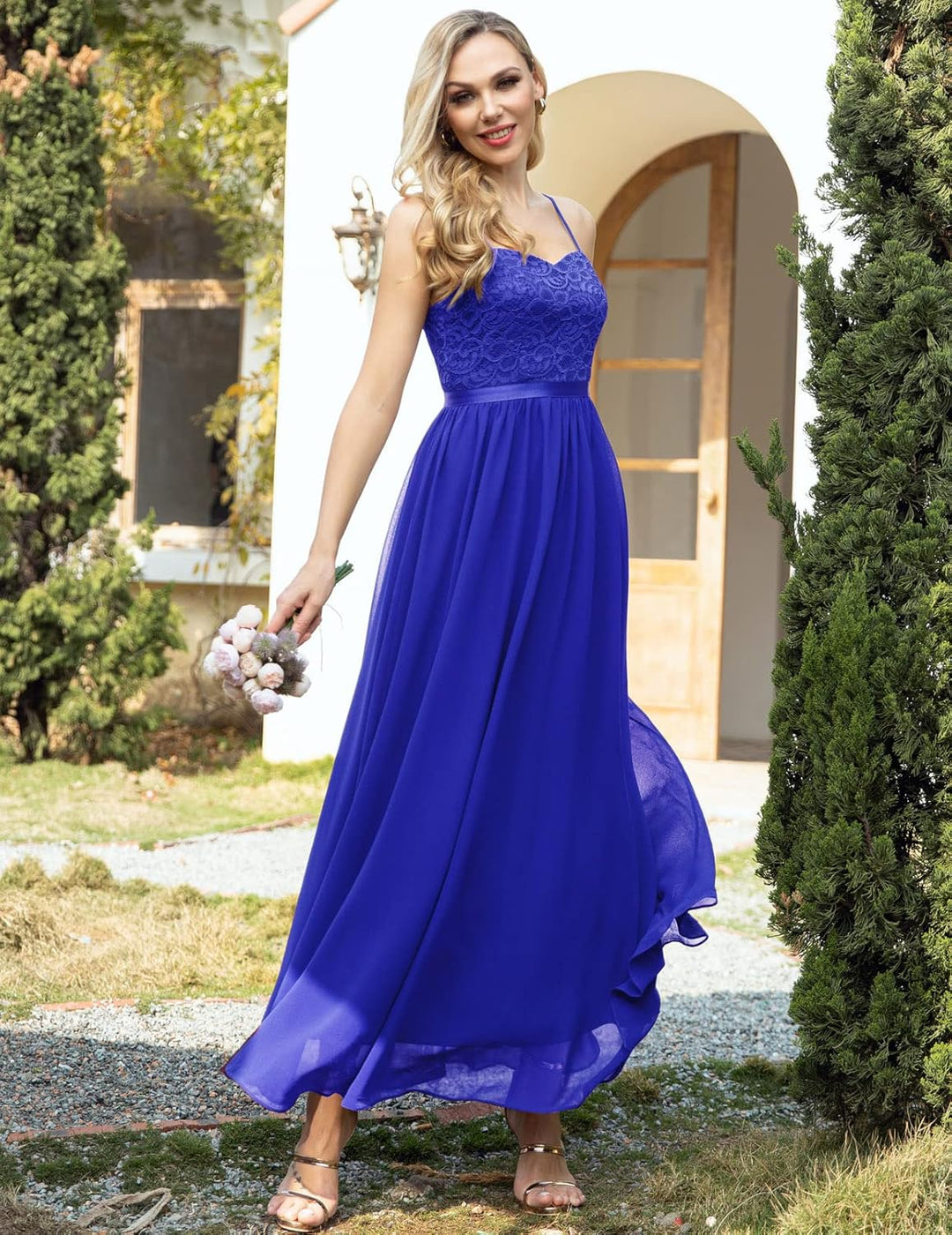 DRESSTELLS Damen Abendkleider Elegant für Hochzeit Brautjungfernkleider Lang Chiffon Brautjungfernkl