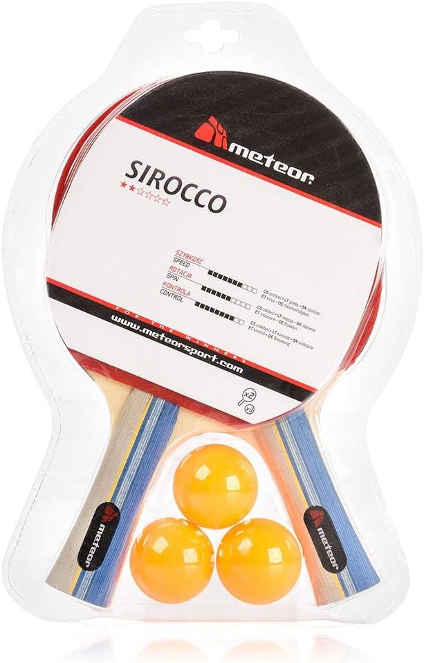 meteor Tischtennis-Set Zwei Schläger und DREI Bälle Allround-Profi Amateur-Mittel- und Fortgeschritt