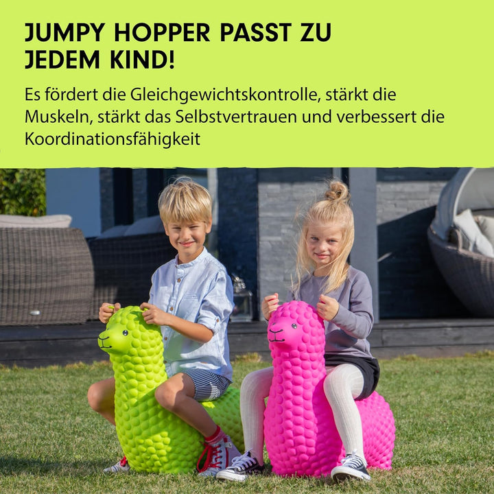 GERARDO'S Toys Hüpftier Hüpfball Alpaka Grün - Hüpftiere ab 1 Jahr und ab 2 Jahre - Aufblasbare Tier