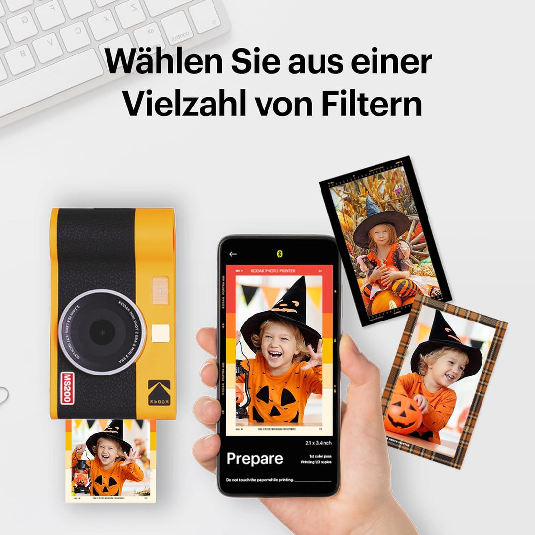 KODAK Cam Mini Shot 2 ERA Black 2,1x3,4 Mini Shot 2 Sofortbildkamera + 8 Blatts Black, Mini Shot 2 S