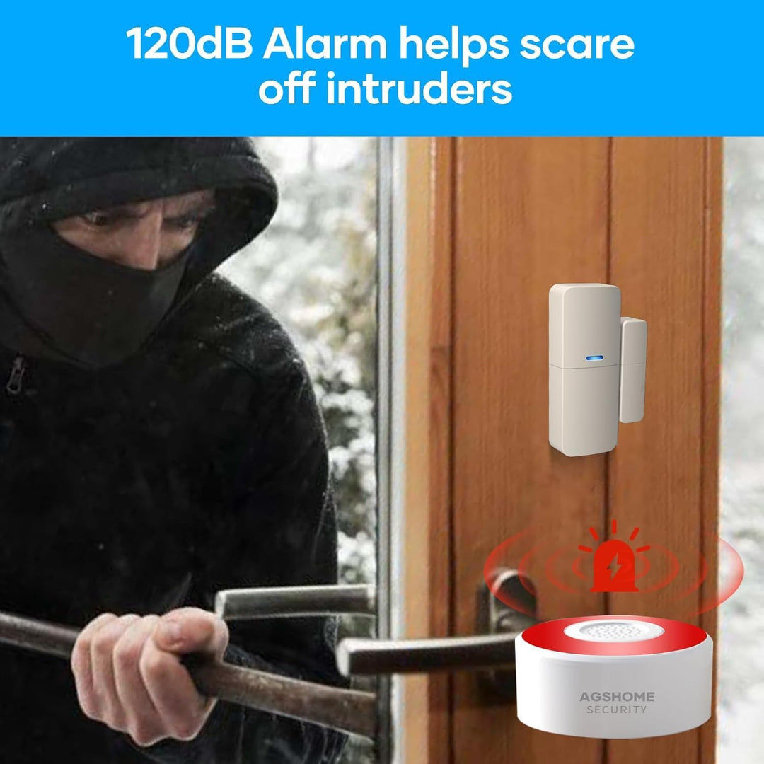 AGSHOME Alarmanlage 8 Stück, 5 Fenster Tür Sensoren Und 2 Fernbedienungen - Fensteralarm Alarmanlage