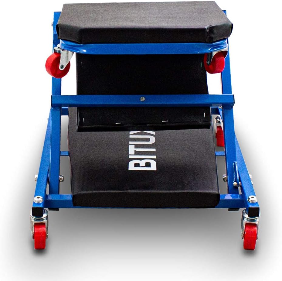 BITUXX® Werkstatt-Rollbrett Werkstattliege Montageliege Montagerollbrett Sitz als Liege oder Werksta