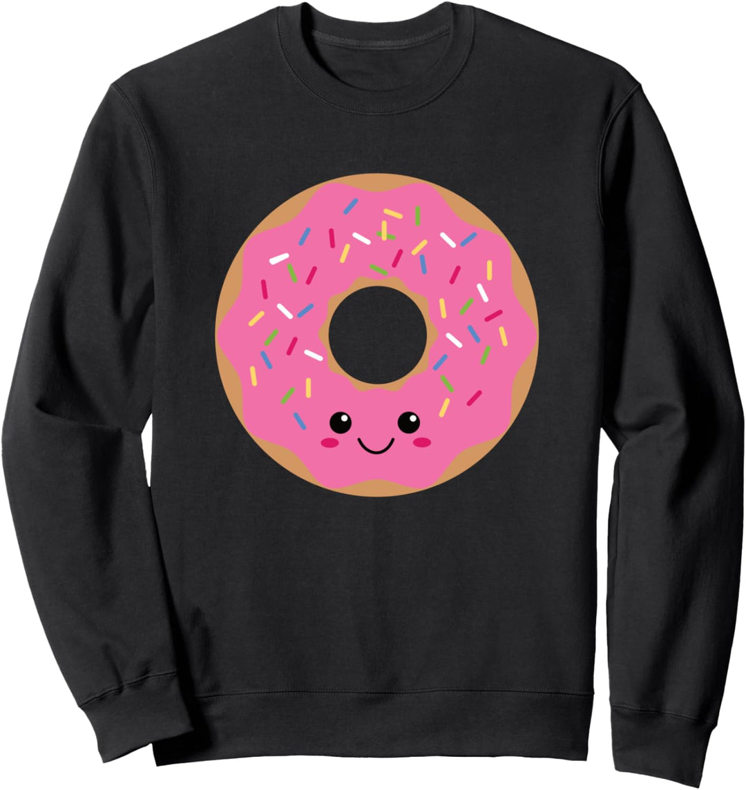 Niedlicher Donut mit Streusel, lächelnder rosa Donut Sweatshirt