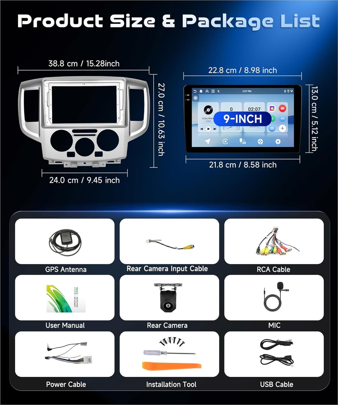 4G 128G VECHTEL 9" Bluetooth-Autoradio für Nissan NV200 2014-2018 Carplay Android Auto,Android 15,EQ