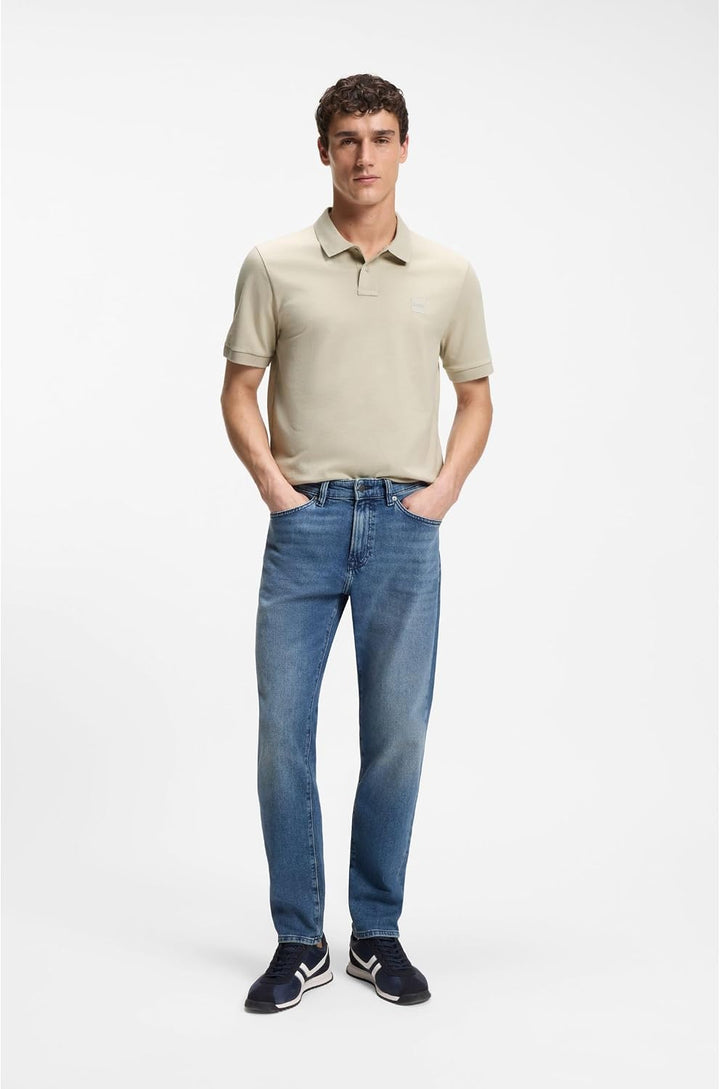 BOSS Herren Passenger Slim-Fit Poloshirt aus Stretch-Baumwolle mit Logo-Aufnäher M Light Beige271, M