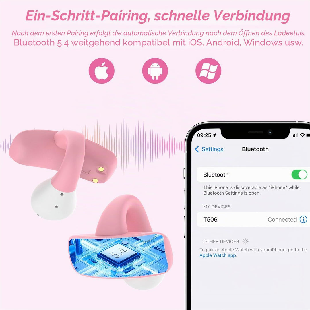 BANIGIPA Kinder True Wireless Earbuds, Open-Ear Kopfhörer mit Mikrofon zum Schutz des Gehörs für das