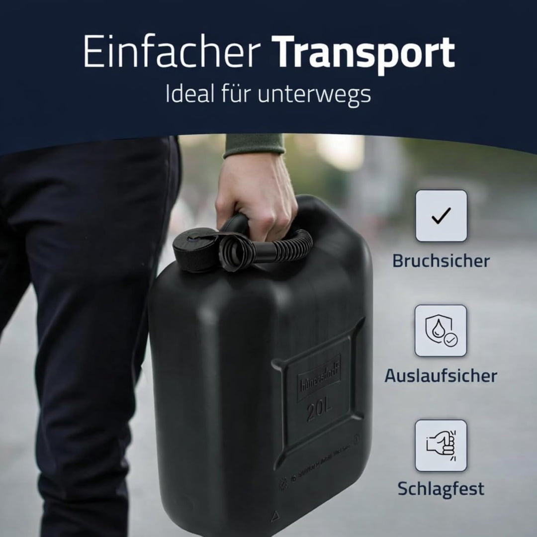 hünersdorff Kraftstoff-Kanister STANDARD 20l für Benzin, Diesel und andere Gefahrgüter, UN-Zulassung