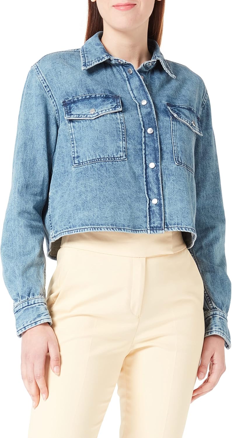 BOSS Damen C_birain Blouse 38 Open Blue461, 38 Open Blue461