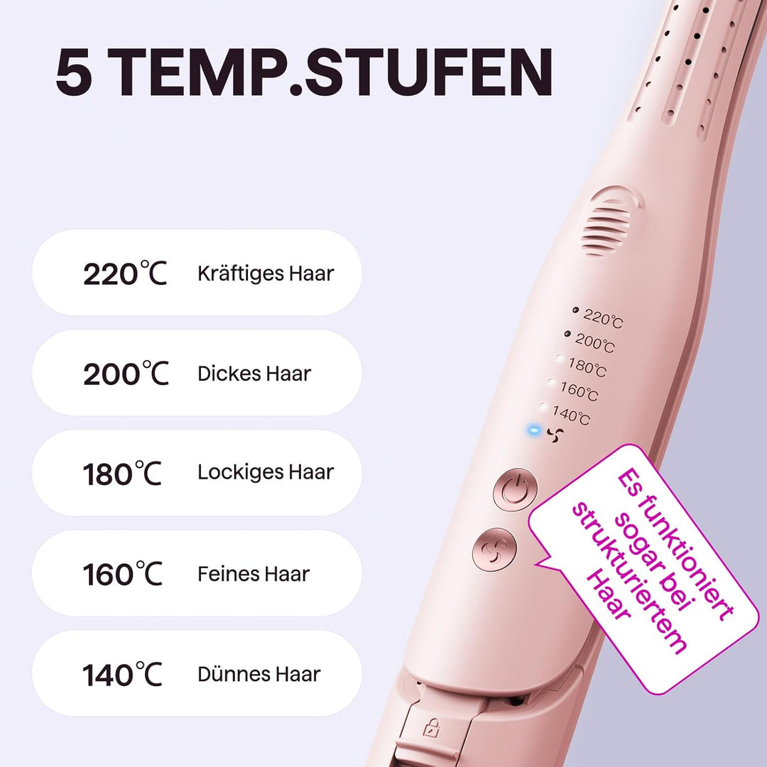 Wavytalk Mini Airflow Lockenstab und Glätteisen, Cool Curl Pencil Airflow Styler für kurzes Haar, Pi