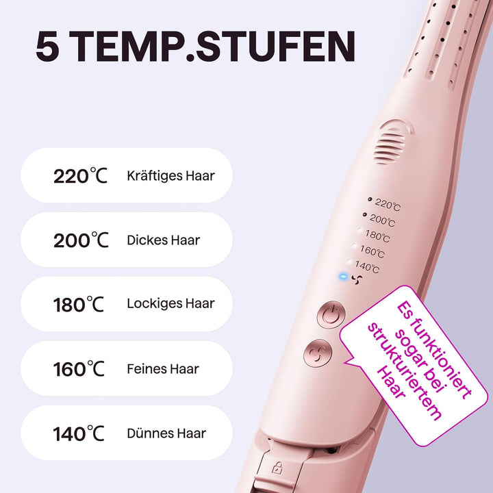 Wavytalk Mini Airflow Lockenstab und Glätteisen, Cool Curl Pencil Airflow Styler für kurzes Haar, Pi