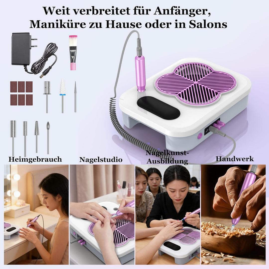 3-in-1 Staubabsaugung für Nägel mit elektrischer Nagelfeile und UV-LED Nagellampe: Einstellbarer Nag