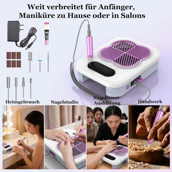 3-in-1 Staubabsaugung für Nägel mit elektrischer Nagelfeile und UV-LED Nagellampe: Einstellbarer Nag