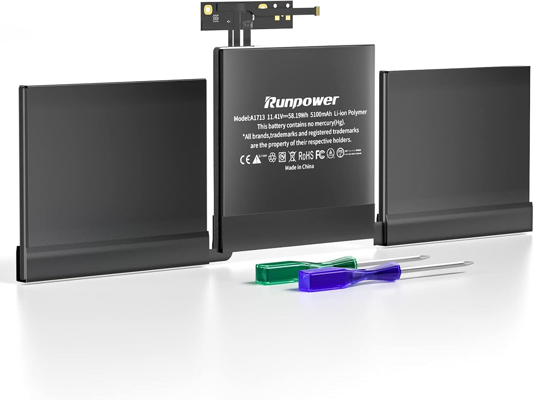 Runpower A1708 Akku, A1713 A2171 Ersatz-Laptop-Akku ist kompatibel mit MacBook Pro 13 Zoll A1708 (En