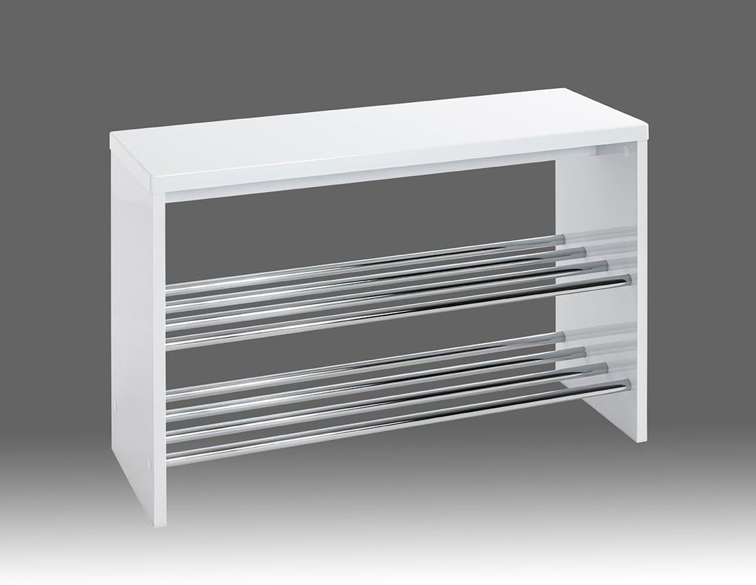 HAKU Möbel Schuhbank, MDF, weiss-chrom, B 81 x T 30 x H 55 cm B 81 x T 30 x H 55 Weiss-chrom, B 81 x