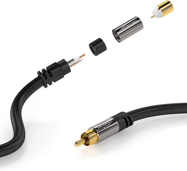 KabelDirekt – Cinch-Verlängerungskabel – 10m – Hybrid-Kabel für brillante Tonqualität – in Deutschla