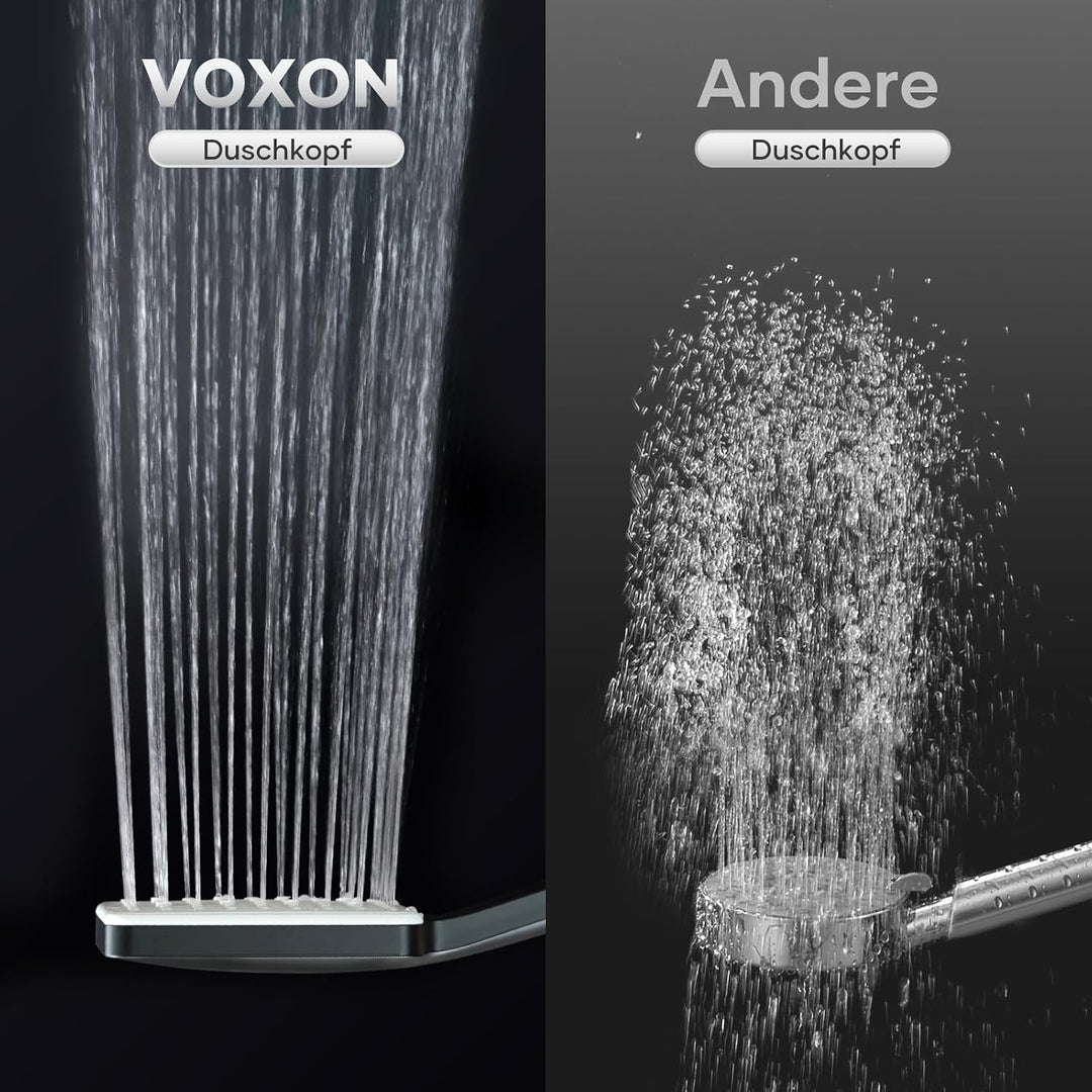 VOXON Duschkopf mit Schlauch 1.6 M, Handbrause Duschkopf Gross, Duschkopf Wassersparend Hochdruck, E
