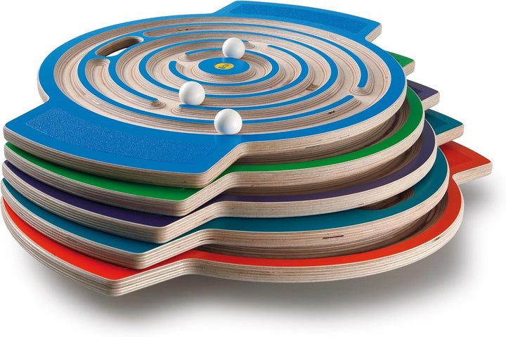 Erzi 46372 Trackboard Labyrinth aus Holz, Fördert Geschicklichkeit und Balance Mehrfarbig, Mehrfarbi