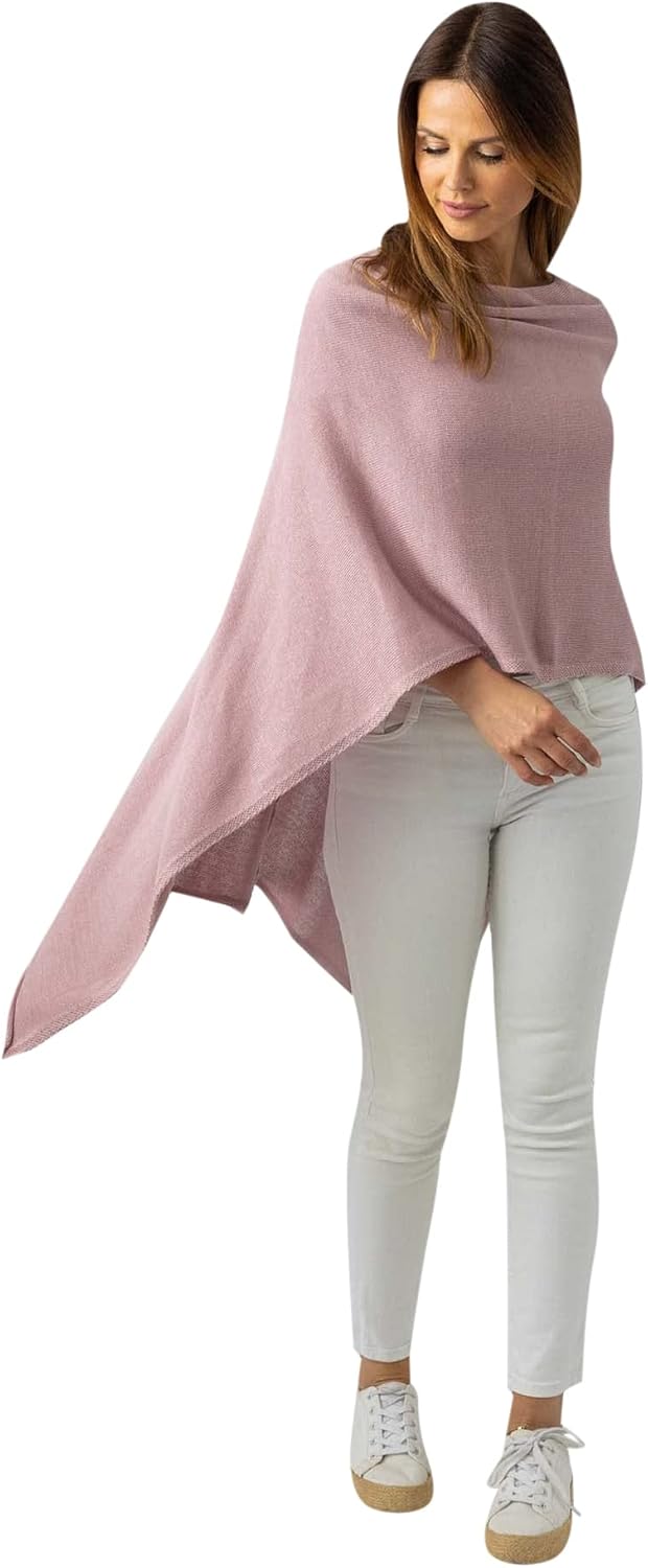 "Cashmere Dreams Poncho-Schal aus Baumwolle - Hochwertiges Cape für Damen - Umhängetuch und Tunika -