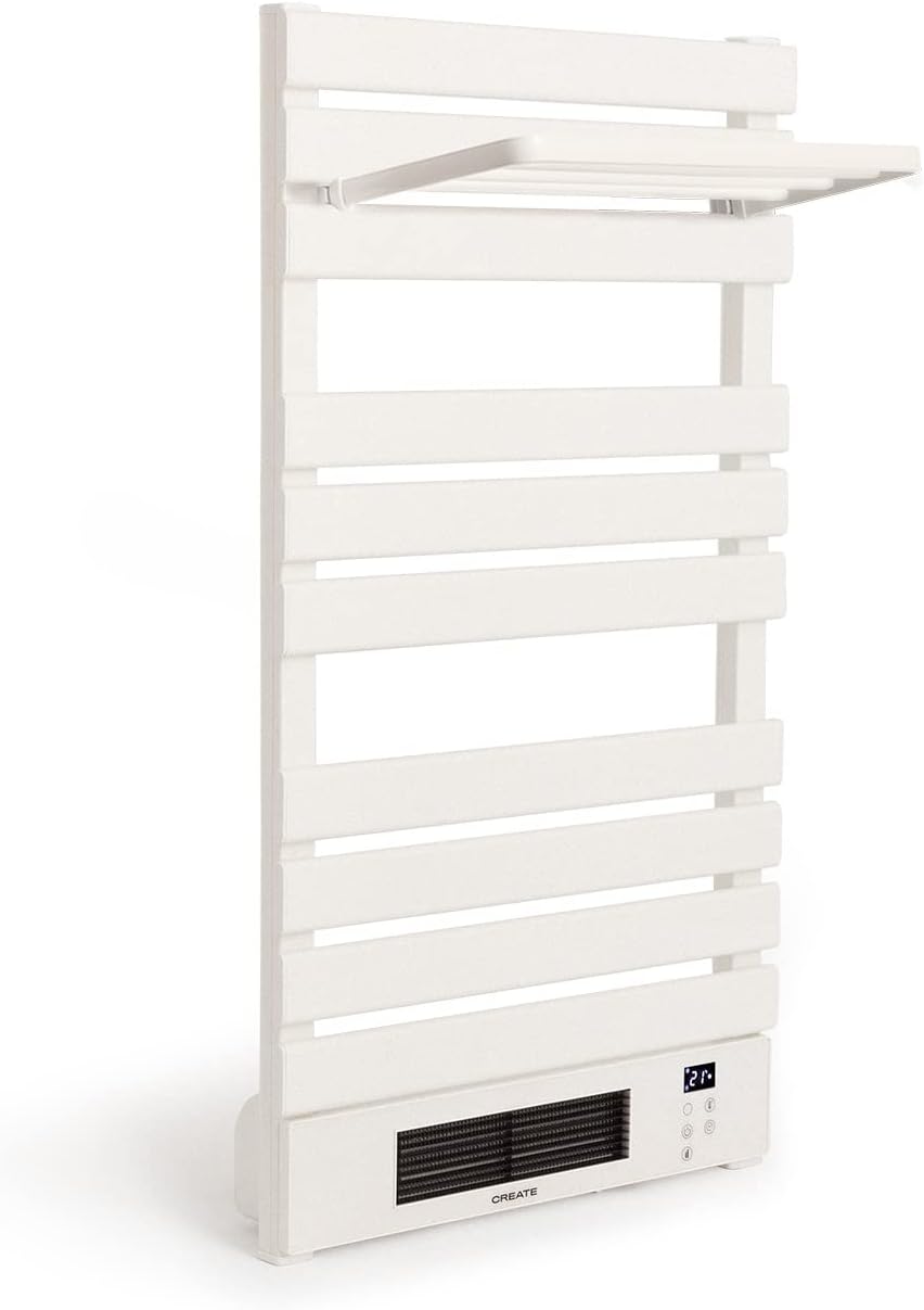 CREATE / WARM Towel PRO + Stange/Badheizkörper Weiss mit Heizstrahler, Fernbedienung, mit Ablage 3 S