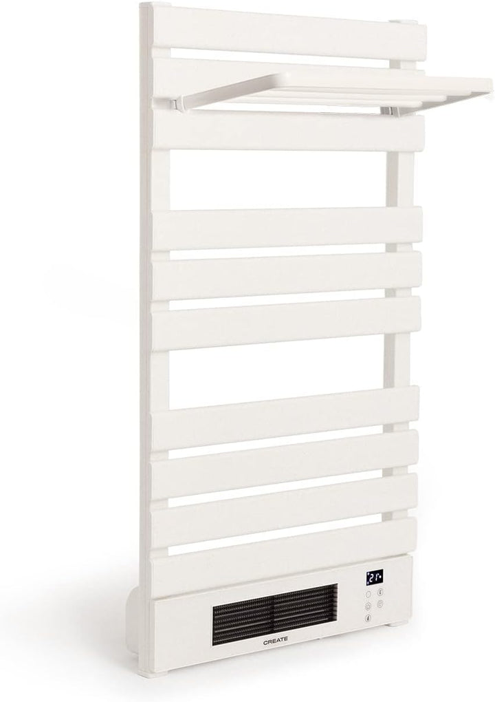 CREATE / WARM Towel PRO + Stange/Badheizkörper Weiss mit Heizstrahler, Fernbedienung, mit Ablage 3 S