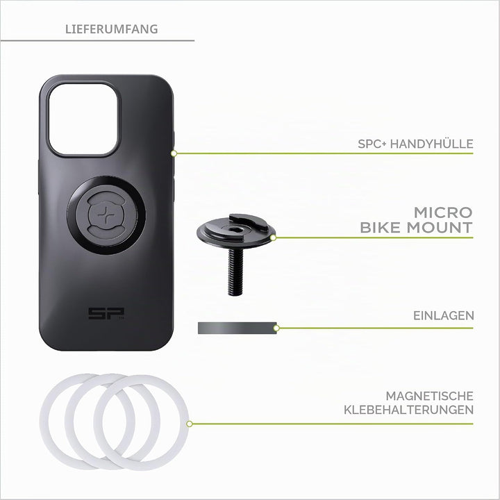 SP CONNECT Micro Stem Bundle | SPC+ | für iPhone 15 Plus Handy Halterung für den fahrradlenker | Sma