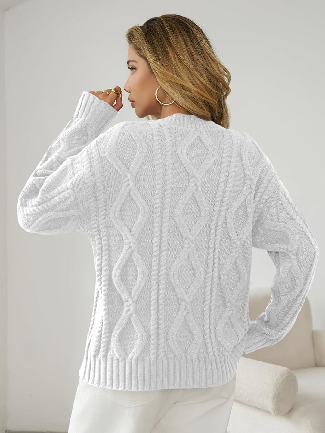 Saodimallsu Damen Pullover Rollkragen Oversized Fledermaus Langarm Sweatshirt Lose Grobstrick Casual