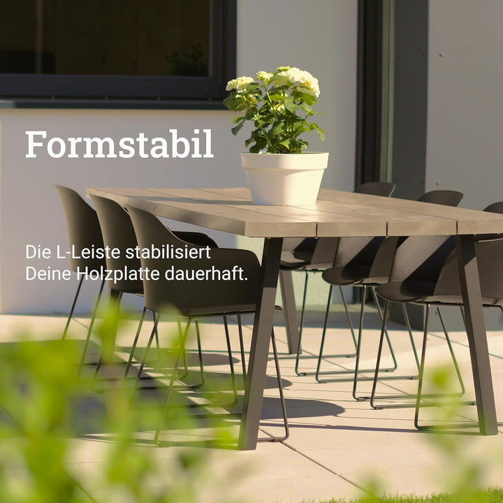 Natural Goods Berlin 3x Gratleiste L-FORM - Metallschiene 90 cm - Stahlprofil Schwarz - Massiver Unt