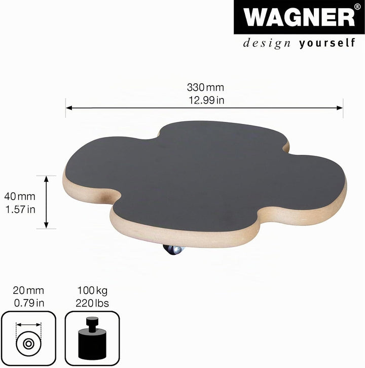 WAGNER Pflanzenroller BLACK Ø 33 x 4 cm I Pflanzenroller für den Innenbereich, MDF mit Melaminbeschi
