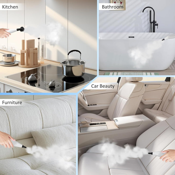 Dampfreiniger für Alles 1200 ml, 2500W Handdampfreiniger mit 8 Zubehör, 4.5 Bar Tragbarer Dampfreini