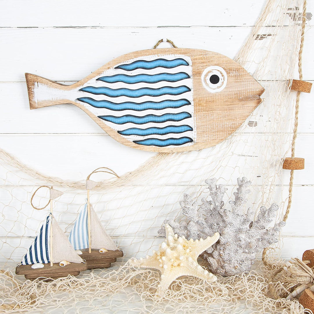 Logbuch-Verlag Grosser Fisch Holz maritime Deko zum Aufhängen oder Hinstellen 49 cm als Geschenk
