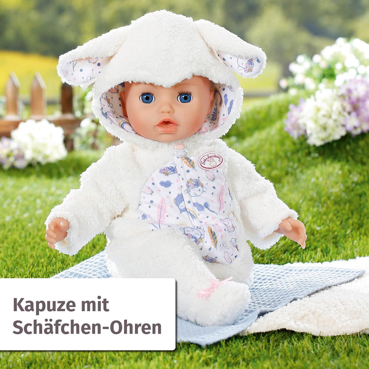 Baby Annabell Anzug im Schäfchenlook mit Kapuze und Schäfchen-Ohren, Strampler für 43 cm Puppen, 709