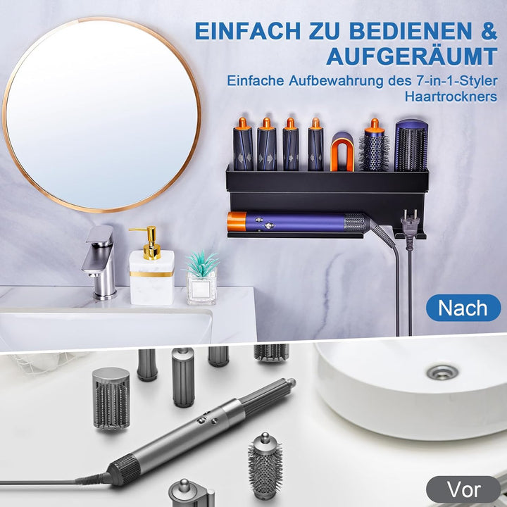 Föhnhalter Wand Ohne Bohren, Föhn und Glätteisen Halterung Für Styler Lockenstab Zubehör, Fönhalteru