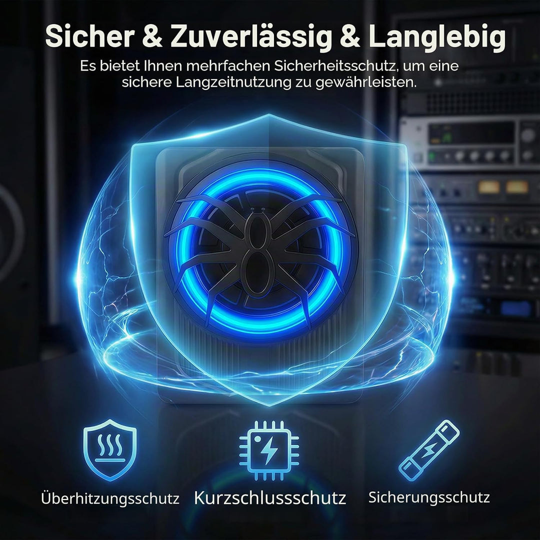 OiLiehu Untersitz Auto Subwoofer 1000W, 10" Schlanker Auto Subwoofer mit Stereo-Surround-Sound, Inte