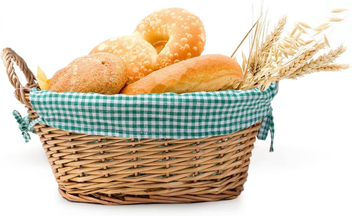 eGenuss 2 ländliche dicke Weide Brotkörbe + 2 herausnehmbare Baumwolleinlagen + 2 atmungsaktive Baum