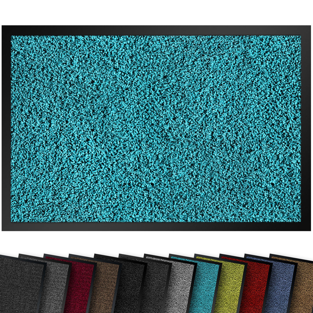 Hochwertige Fussmatte Türkis 90x120 gross für Innen & Aussen - Schmutzfangmatte rutschfest, waschbar