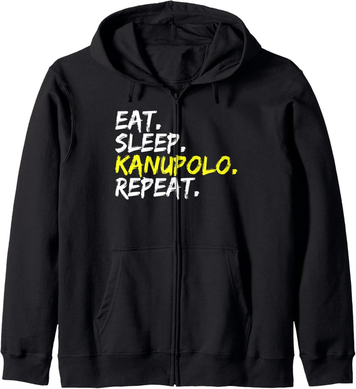"Eat Sleep Kanupolo Repeat" Spruch Design Kanusport Kapuzenjacke