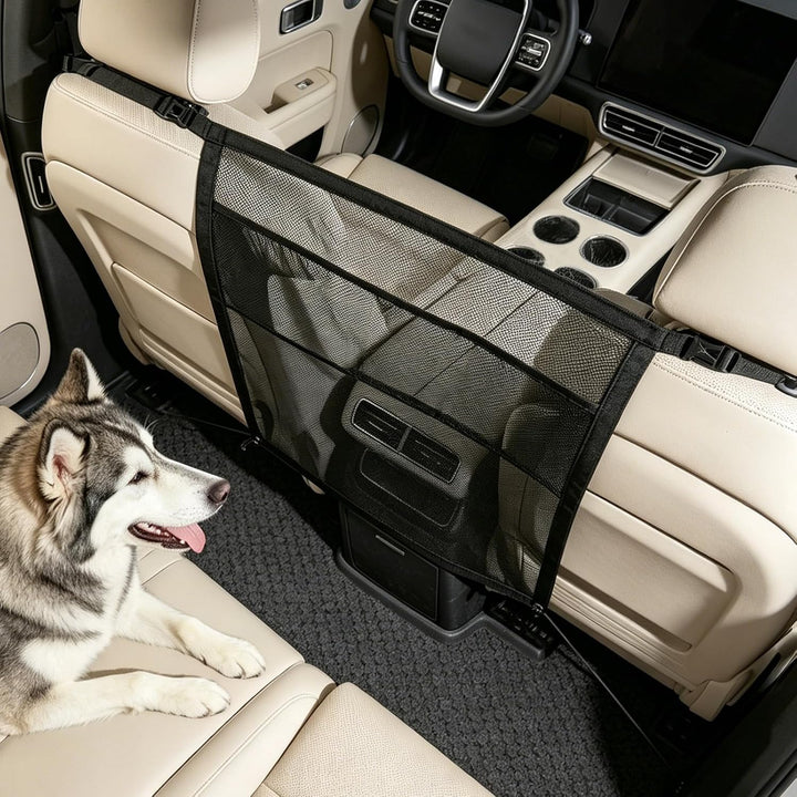 Hundegitter Auto mit Aufbewahrungstaschen - Sicherheitsbarriere Trennnetz für Hunde, Hundenetz für V