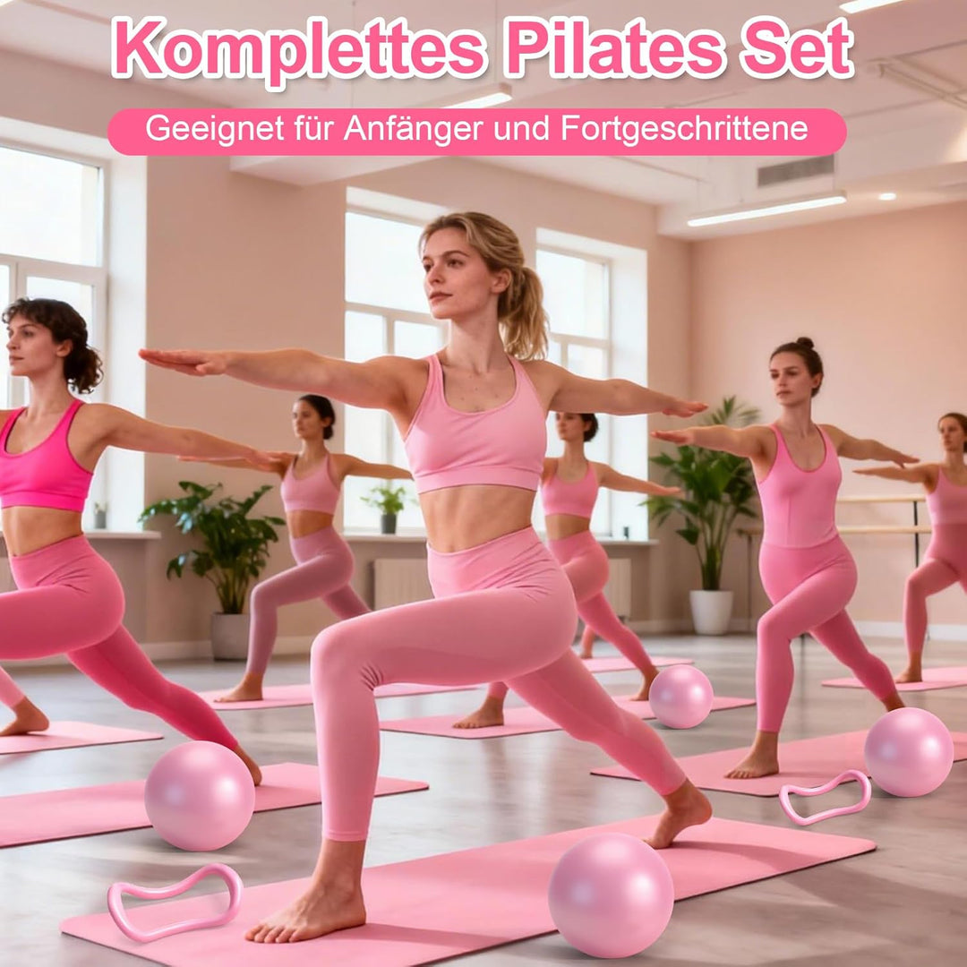 Pilates Set, 14PCS Rosa Pilates Set für Zuhause Mit Pilate Ring, Ball, Socken, Verstellbaren Handgel