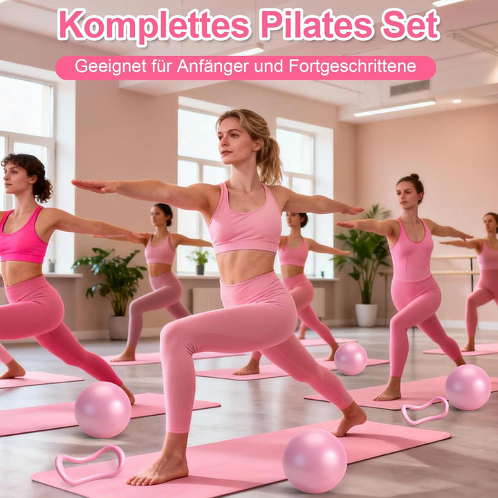 Pilates Set, 14PCS Rosa Pilates Set für Zuhause Mit Pilate Ring, Ball, Socken, Verstellbaren Handgel