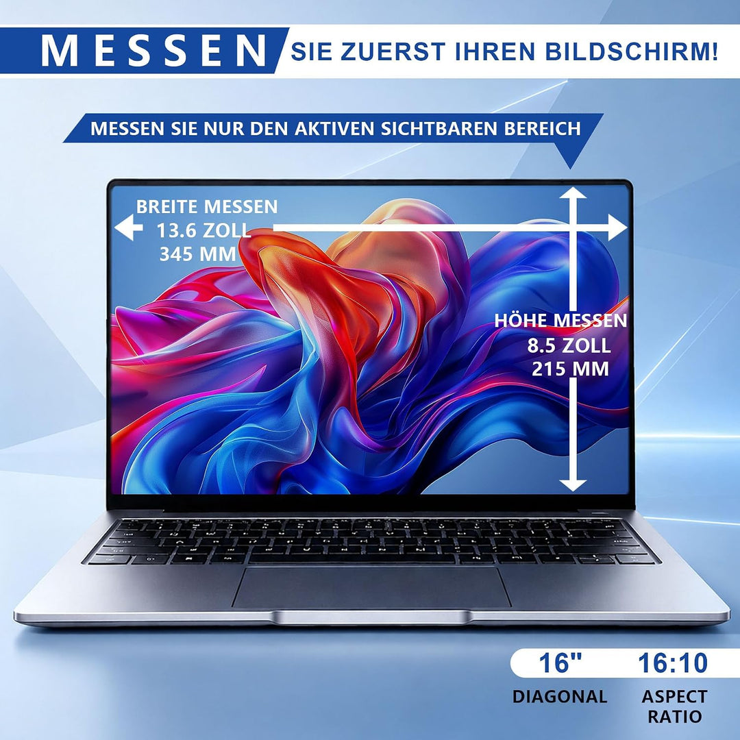 Magnetischer Laptop Blickschutzfolie für 16 Zoll 16:10 Bildschirm black 16 Zoll Laptop 16:10, black
