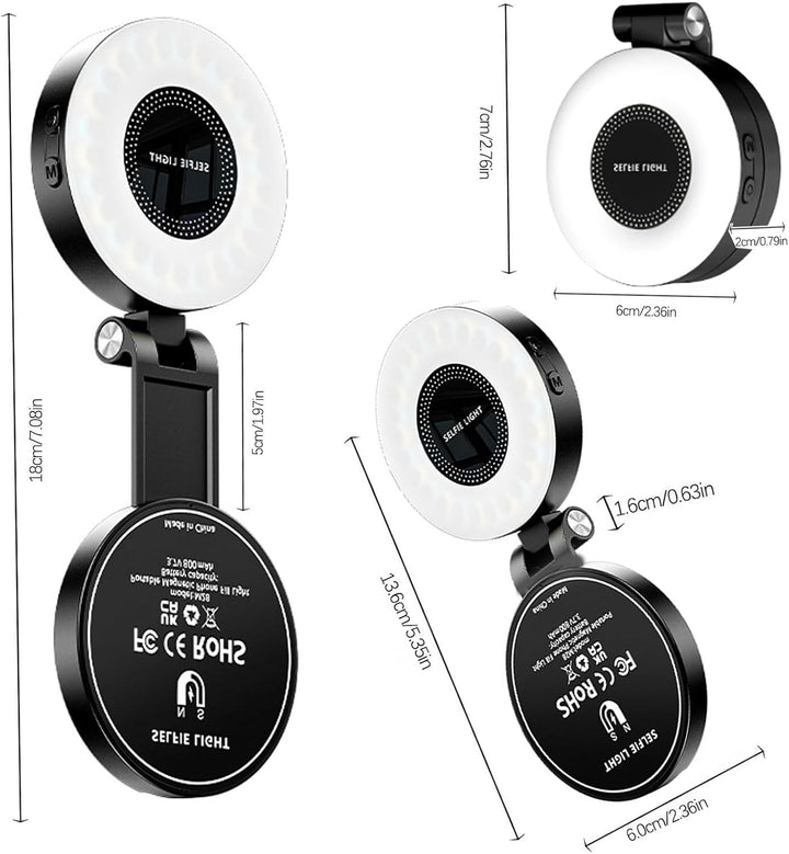 Magnetisches Handy Ringlicht, Selfie Licht mit 3 Farbtemperaturen CRI95 360° 2500k-9000k, Videoleuch