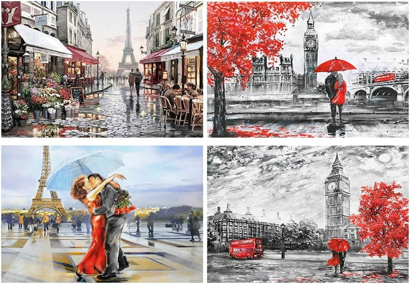 DCIDBEI 4pcs Diamond Painting Landschaft 50x40 cm Diamant Painting Bilder Landschaften Romantisch Ma